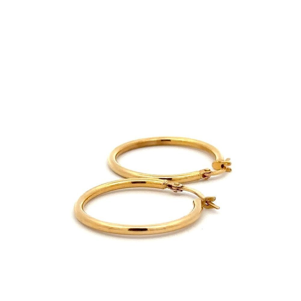 18K Gold Earrings Hoops Polished 1.48 grams - Picture 5 of 9